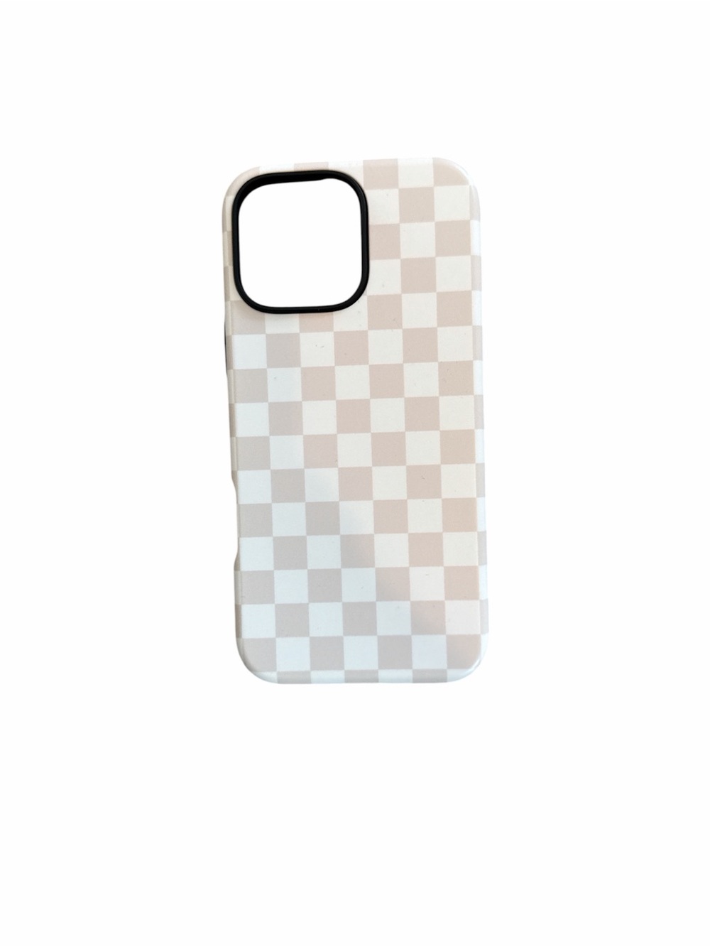 Checkered Beige & White Phone Case - iPhone 16 pro max